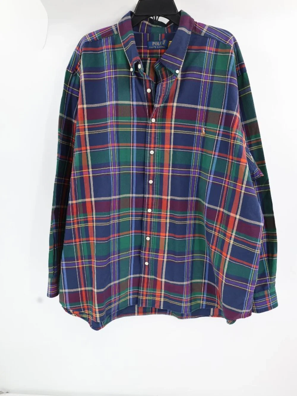 Polo Ralph Lauren Shirt Mens 3XB flesh pony Plaid Cotton Button Down Long Sleeve